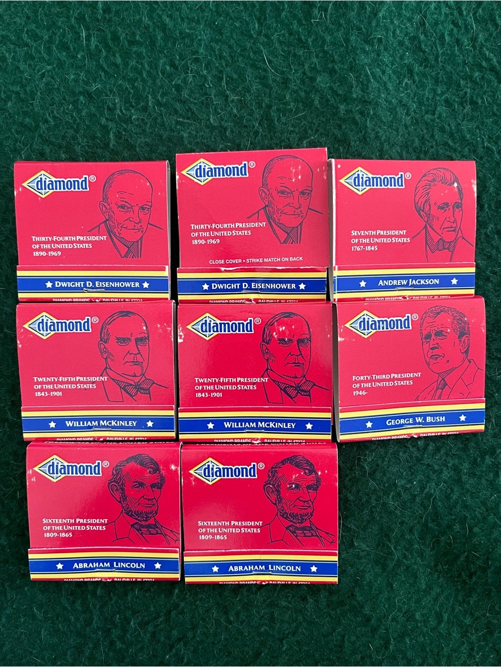 Diamond Supply Co. Red and Blue Presidential Matchbooks - Abraham Lincoln